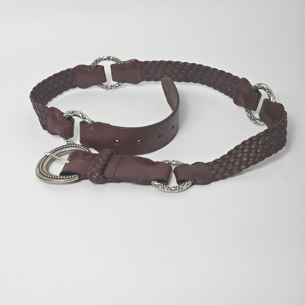 Brighten Belt,Braided woven with Silver-tone metal  Rings Size 36"